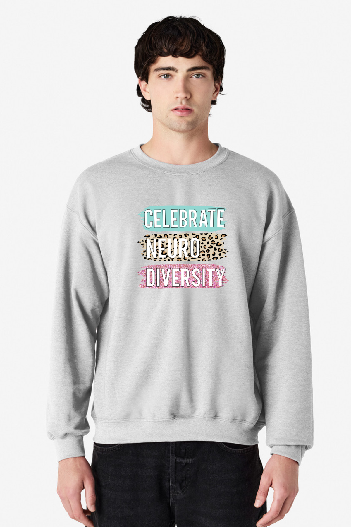 Celebrate Neurodiversity — Grey Crew Sweatshirt