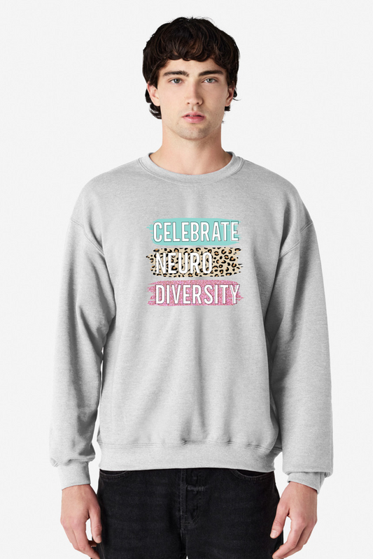 Celebrate Neurodiversity — Grey Crew Sweatshirt